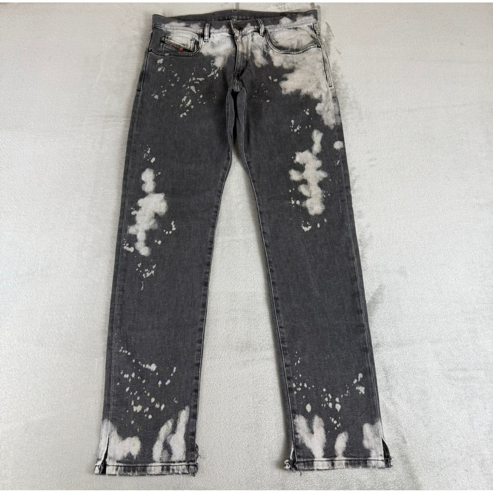 Diesel D-Strukt Slim Straight Jeans Mens 32x32 Black Denim Distressed Stretch